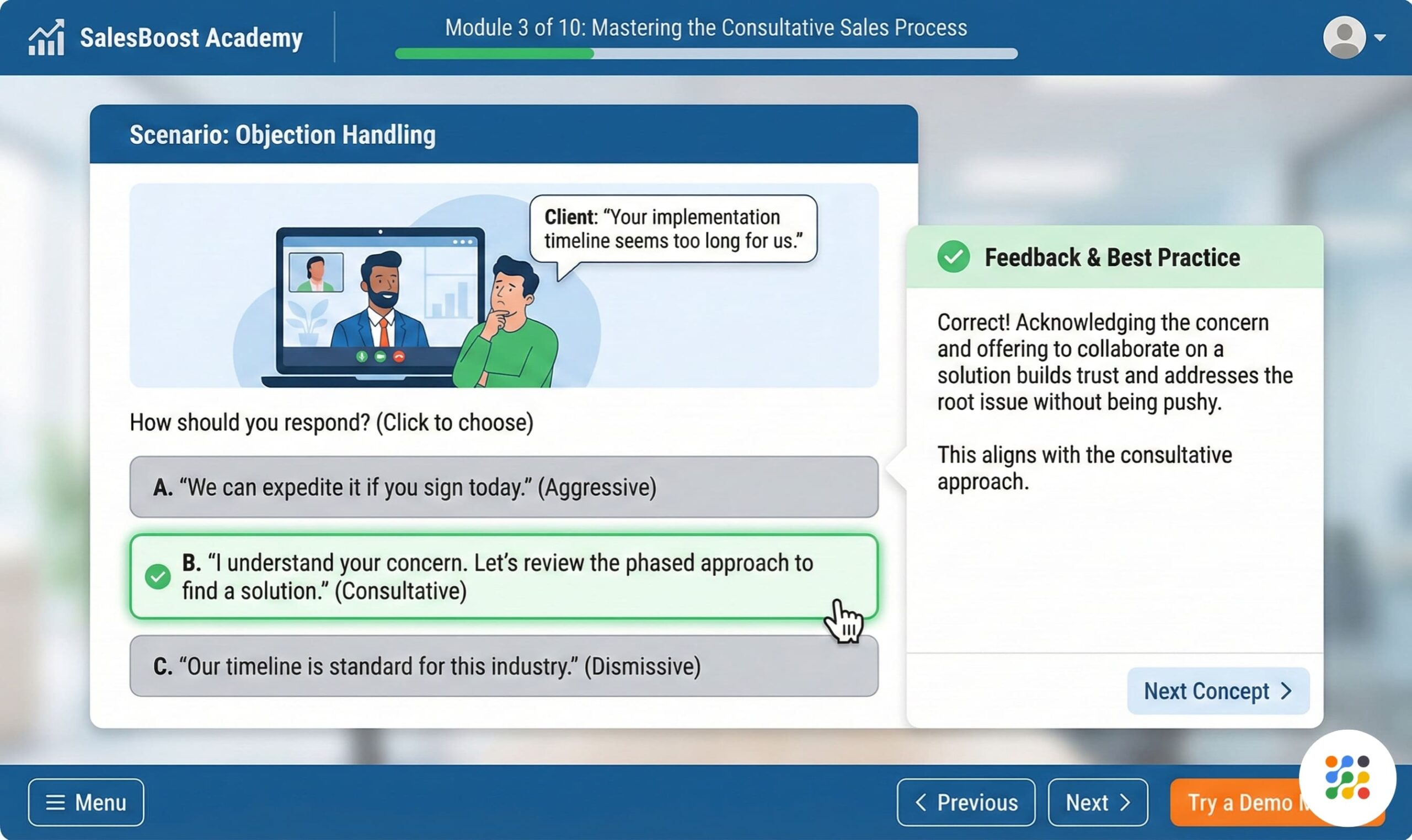 Sales Training eLearning Course Sample Image