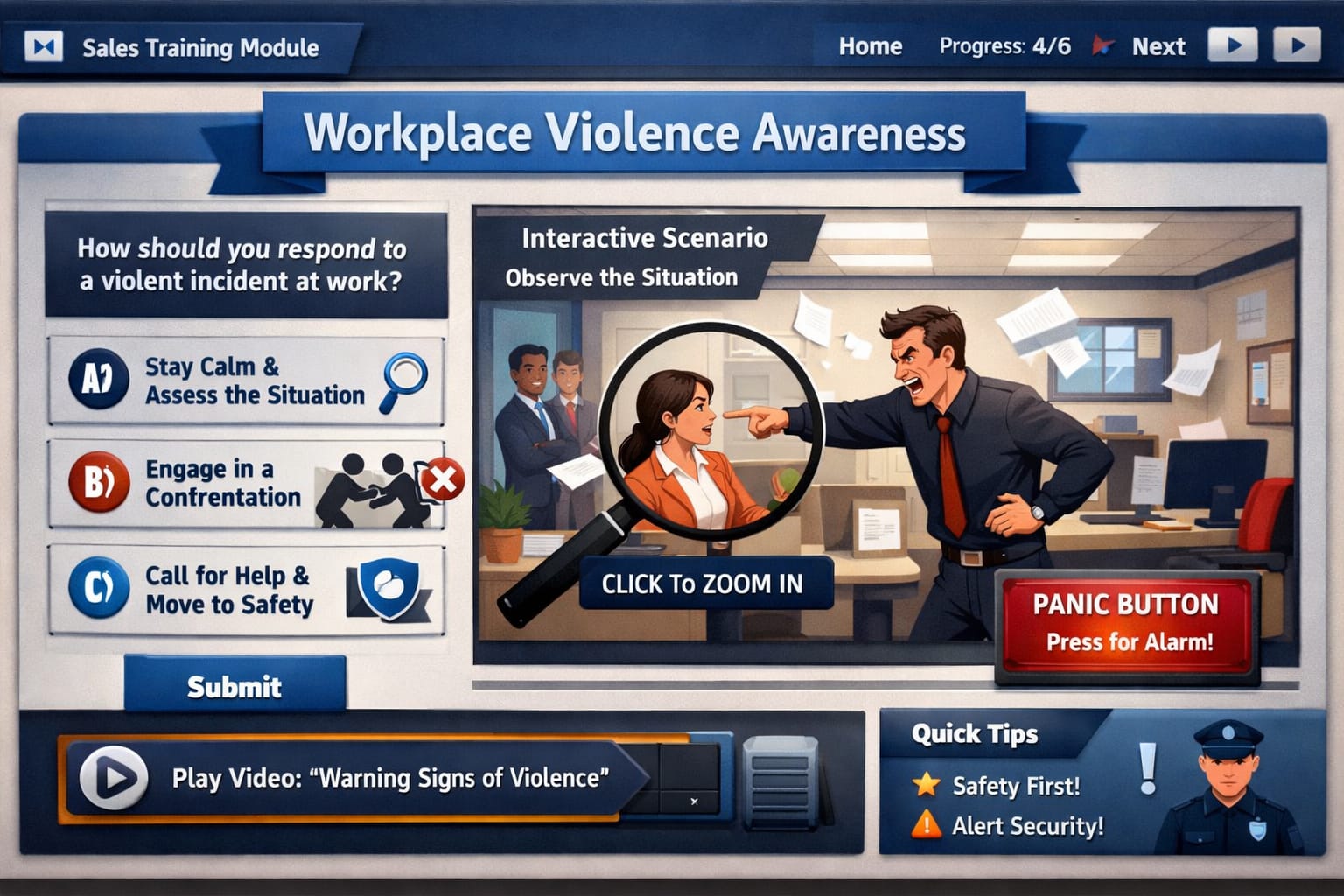 Workplace Violence eLearning Sample Course Image